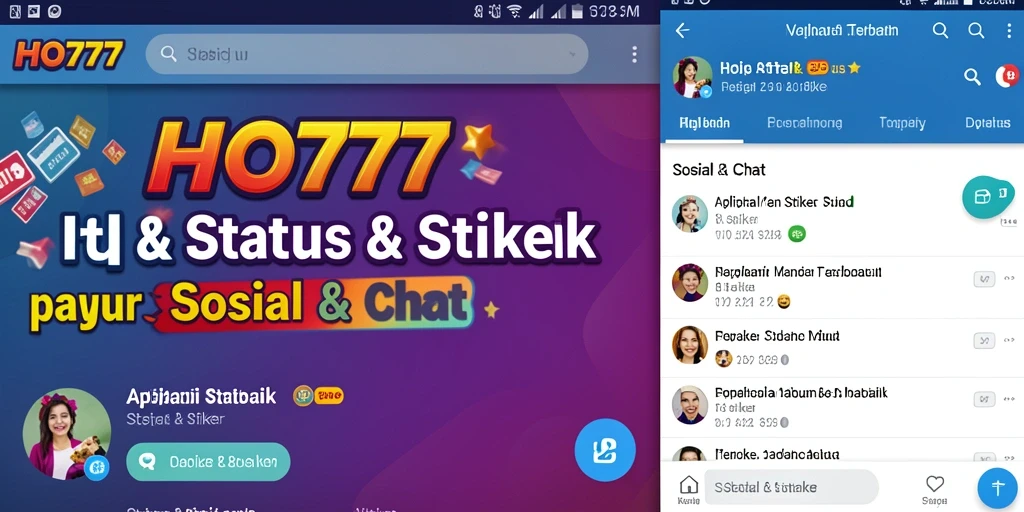 Tampilan antarmuka HO777 dengan berbagai pilihan status dan stiker.