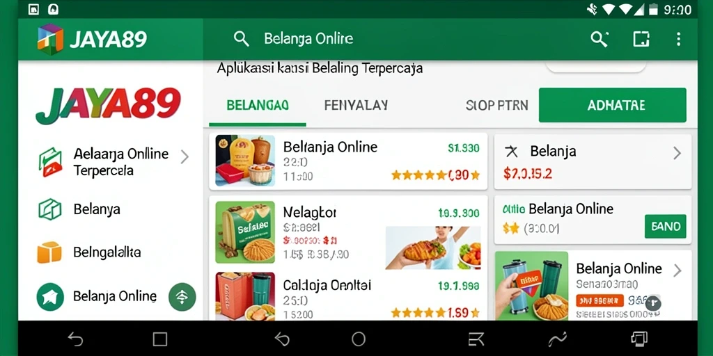 Tampilan antarmuka aplikasi JAYA89 untuk belanja online yang menarik dan mudah digunakan.