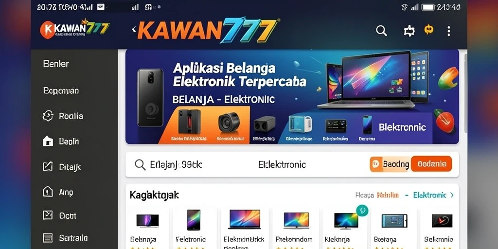 Tampilan antarmuka KAWAN777 untuk berbelanja elektronik dengan mudah.